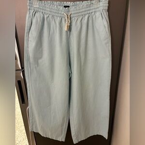 J. Crew Factory Wide Leg Lt Blue Pull On Pants L . Beach CottageCore Boho Preppy